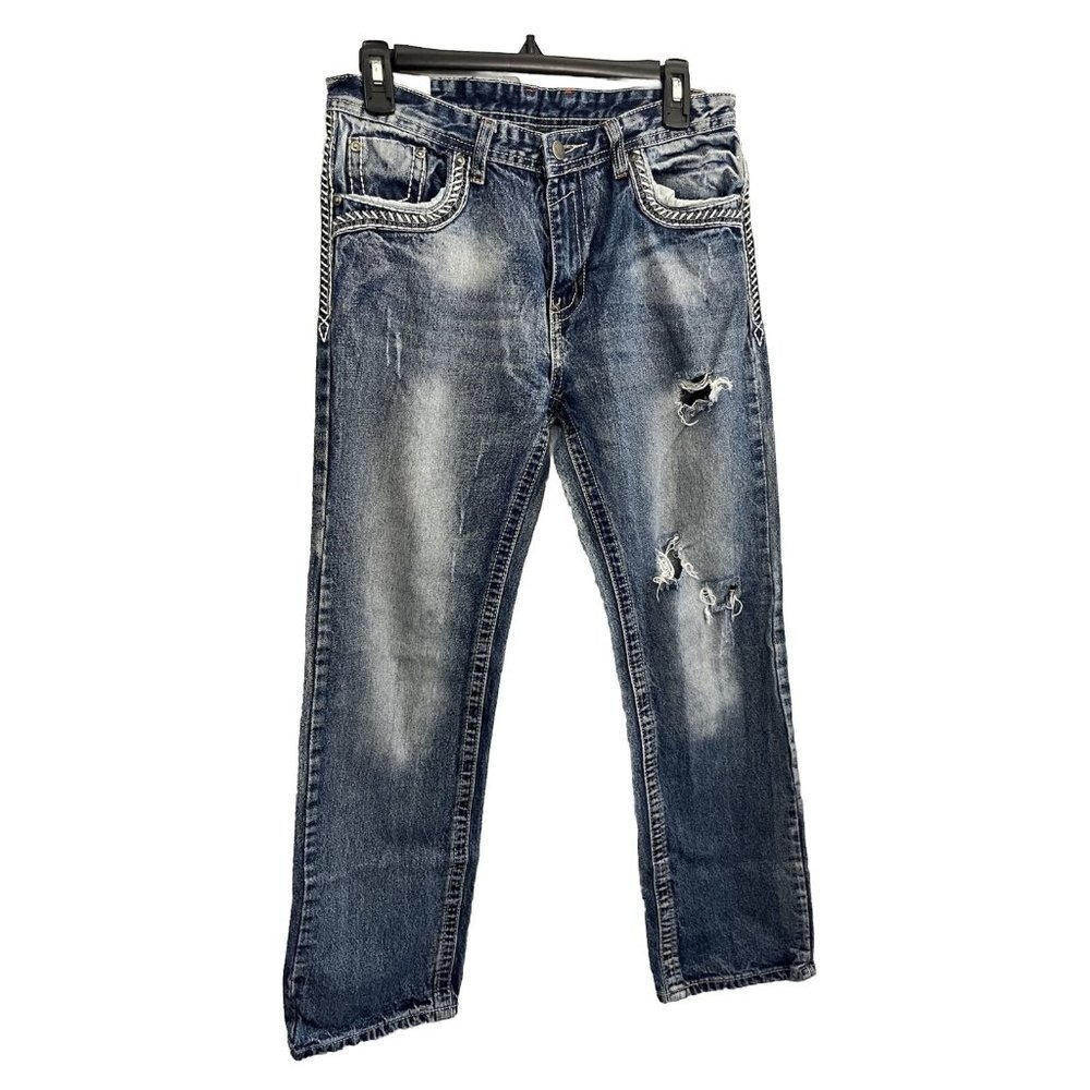 GS 115 Western Jean Distressed Youth 18 Light Wash Jake Slim Fit